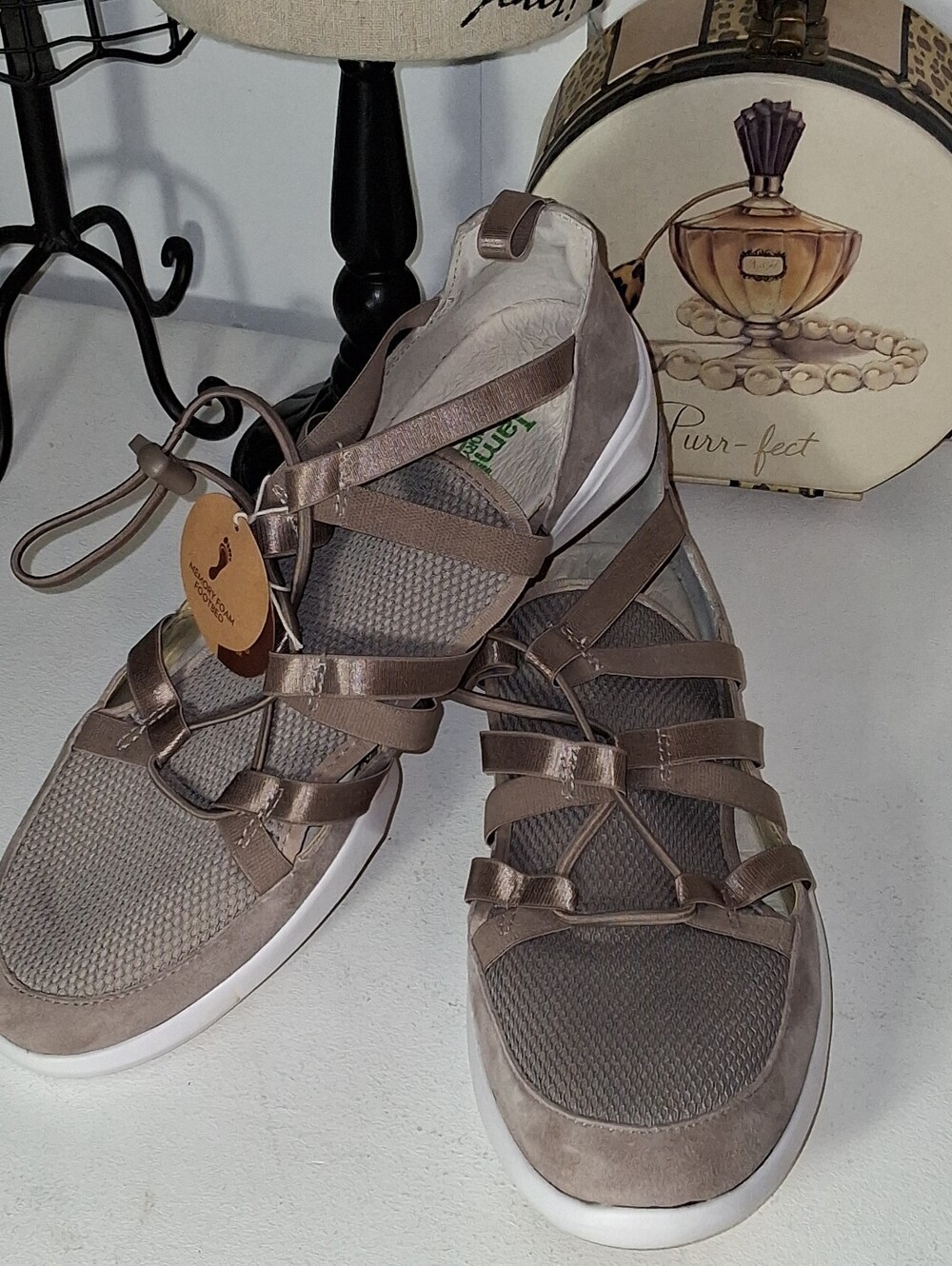 Jambu Women's Metallic Taupe Strappy Active Sneakers Sz 9M NWT